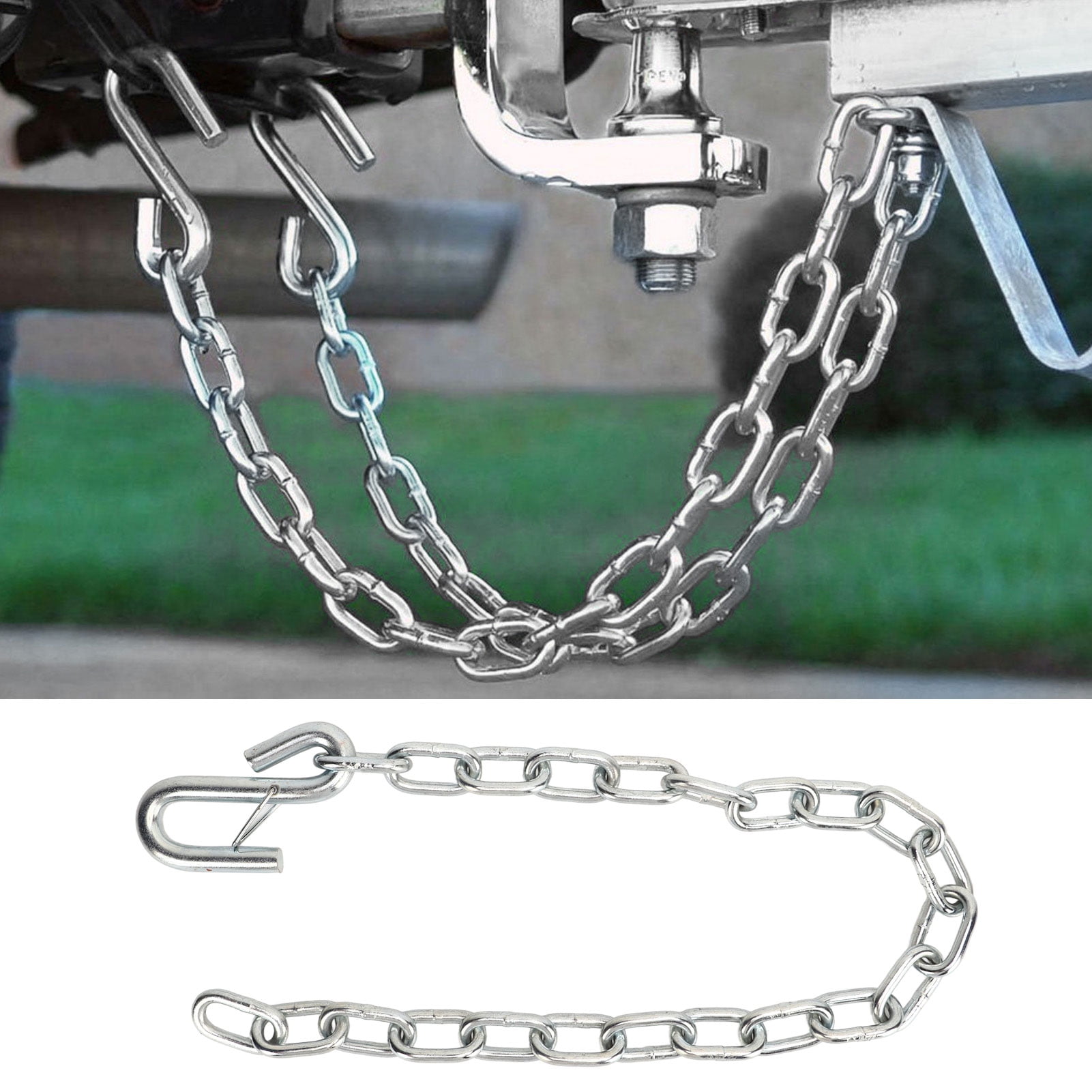 ANISUN - Cadena De Seguridad Para Remolque De 36 Pulgadas, Cadena De Remolque Con Gancho A Presión De Horquilla De 5/16 Pulgadas, Paquete De 2 Cadenas Resistentes WLL De 20 Libras Para