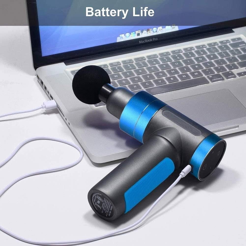 Percussion Massage Gun, Professional Handheld Muscle Massager with 6 Heads & 6 Speeds for Full Body Relaxation
