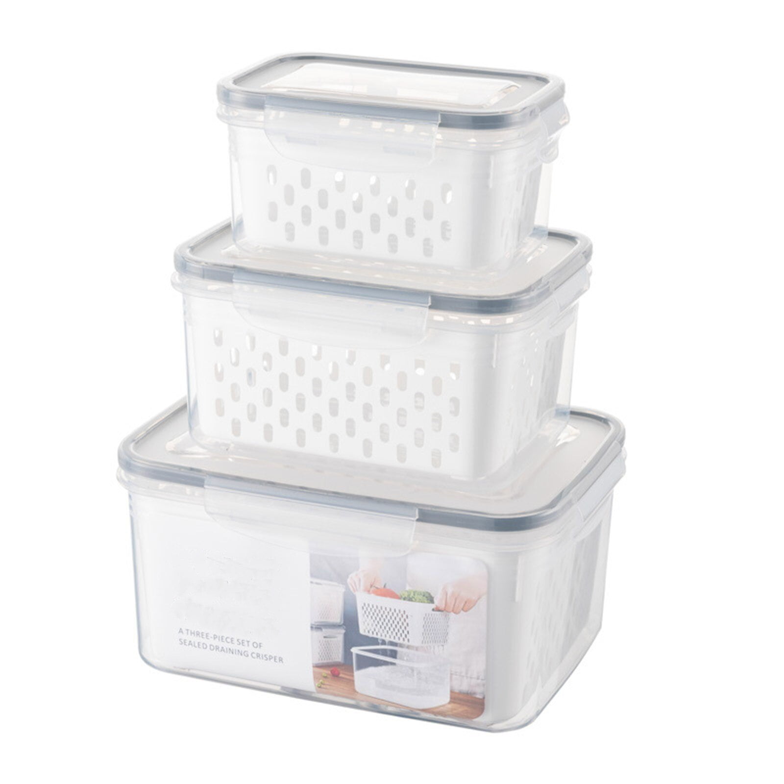 Vegetable Storage Containers for Fridge, Fruit Containers Refrigerator Organizer Bins, Produce