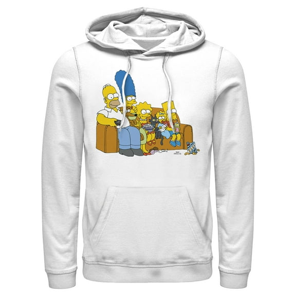 Men's The Simpsons Classic Family Couch  Pull Over Hoodie White 3X Large