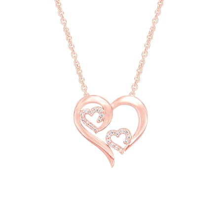Moissanite Triple Heart Pendant Necklace for Women 1/4 Carat Round Lab Created Diamond Necklace 18k Rose Gold Plated Sterling Silver (0.25 Cttw, D Color, VVS1) Jewelry Gift For Women Her