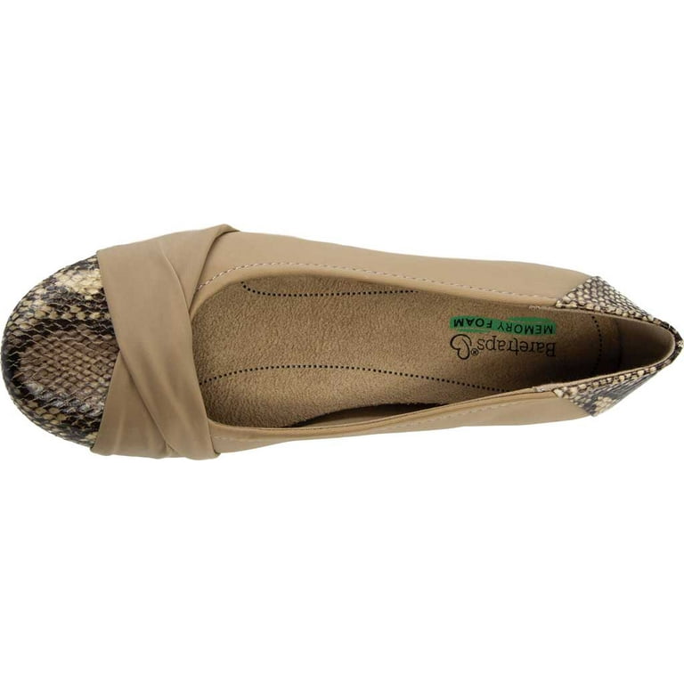BARETRAPS Womens Beige Snakeskin Strap Detail Cushioned Hidden Heel Mitsy Round Toe Wedge Slip On Flats Shoes 11 M