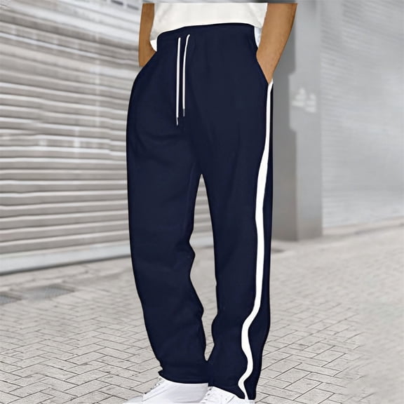 Men's Sweatpants with Pockets Pants for Men Relaxed Fit Elastic Waist Mens Wide Leg Sweatpants Mens Jogging Pants Athletic Pants for Men