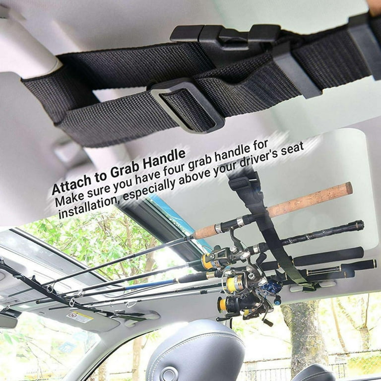 Pack of 2pcs Vehicle Fishing Pole Holder, Adjustable Nylon Poles Rack Holder Straps, SUV Van Roof Rack Fishing Rod Carrier, Men's, Size: 220 cm, Black