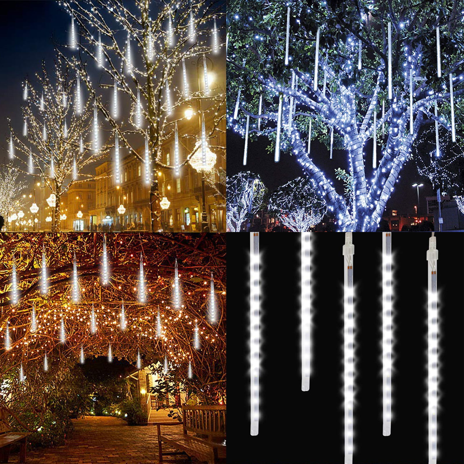 30cm 144 LED Lights Meteor Shower Rain 8 Tube Xmas Snowfall Tree Outdoor Light 
