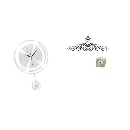 Wall Clock Metal Scroll Art Lightweight Acrylic Silent Decor for Living Room Bedroom Office