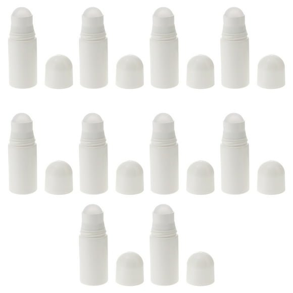 10 Pcs Bouteilles en Plastique de 50ML pour Huiles Essentielles Bouteilles Rechargeables Vides Réutilisables Étanches Contenants de Déodorant DIY avec Bille en Plastique (Blanc)