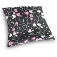 thumbnail image 3 of White Pink Flowers Velvet Plush Throw Pillow Cushion Case Cover - 16" x 16" - Invisible Zipper Home Decor Floral for Couch Sofa No Pillow Insert, 3 of 5
