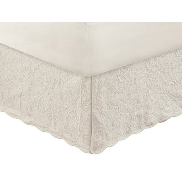 Greenland Home Paisley Quilted Bed Skirt, Ivory, Full