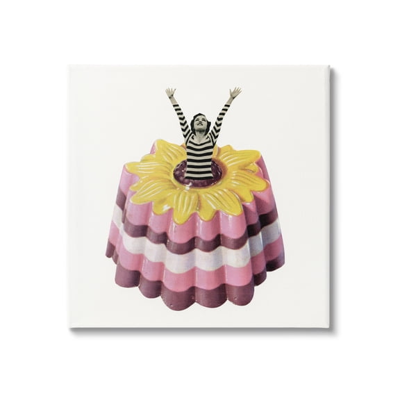 Stupell Industries Abstract Fashion Female Blancmange Custard Dessert Stripes Canvas Wall Art, 17 x 17, Design by Cassia Beck