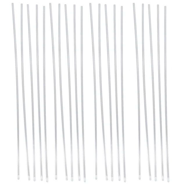 accesorio de tubo de catéter desechable de manga de tubo de inseminación artificial de 20 piezas para vaca Paquete de 20 fundas plásticas transparentes de 43.8 cm (17.2 in), alineadas verticalmente en vista frontal; superficie lisa y punta redondeada para su uso con jeringas y tubos de inseminación bovina, uso único. A menudo usadas también como protectores temporales de catéteres en transporte veterinario.