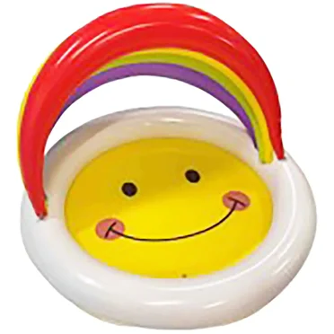 Bluescape 48” x 31” Inflatable Smiley Kiddie Pool with Rainbow Sunshade, ages 2 & up