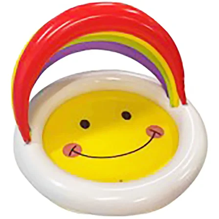 Bluescape 48” x 31” Inflatable Smiley Kiddie Pool with Rainbow Sunshade, ages 2 & up