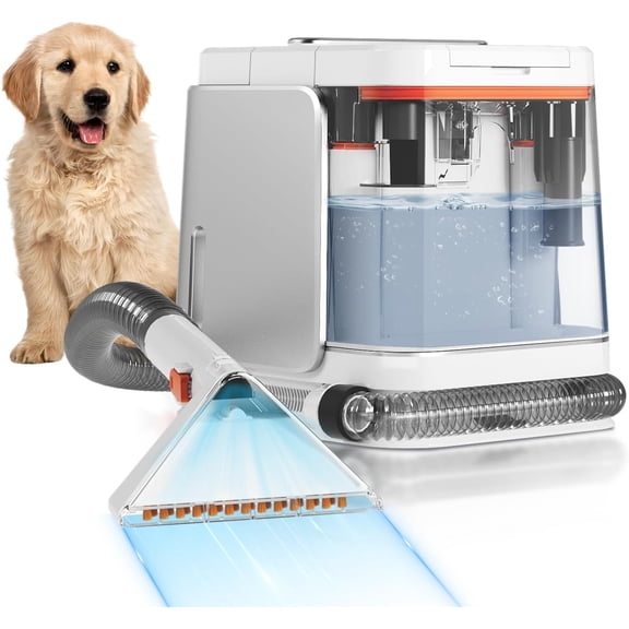 Portable Carpet and Upholstery Cleaner Machine - Multi-Surface Cleaner, Couch & Rug Shampooer with Powerful Suction, Handheld Cleaner for Pets, Spot, Stain, Car & Auto Detailer, Silver