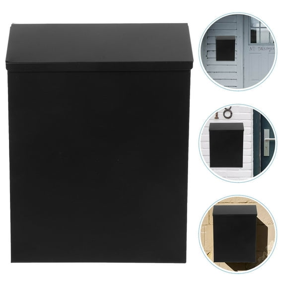 FRCOLOR 1Set Locking Mailbox Rectangular Black for Outdoor Mailboxes Collection