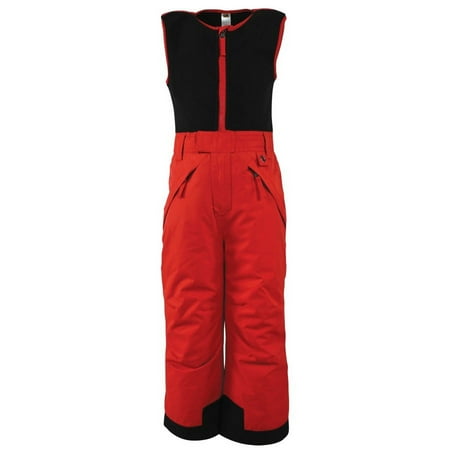 Hudson Baby Unisex Snow Bib Overalls with Fleece Top, Red, Large