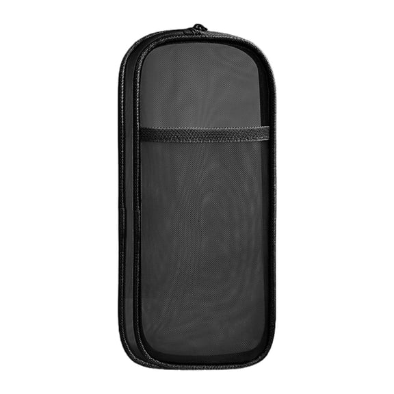 Black Double Layer Mesh Pencil Case For Student Large Capacity Transparent Stationery Bag With Zipper Portable Design