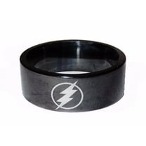 DC Comics The Flash Lightening Bolt Logo Black Stainless Steel Band Ring Size 12
