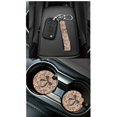 thumbnail image 6 of Jeiento Tan Camo Bow Full Car Seat Cover Kit 15PCS, Steering Wheel Wrap Seat Belt Cushions Hanging Trash Bin Cup Coasters Wristlet Keychain for Hunting Truck, 6 of 9