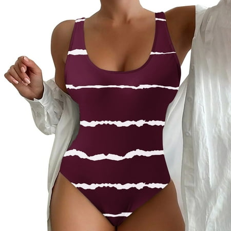 MITCOWBOY One Piece Swimsuit Women Women s Spring/Summer Floral Print Cut Waist Bikini Set with Chest Topper Bathing Suit for Women Women S Tummy Control Swimsuits Red M Clearance