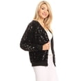 thumbnail image 4 of Fashion Womens Sequin Long Sleeve Front Zip Jacket with Ribbed Cuffs, 4 of 6
