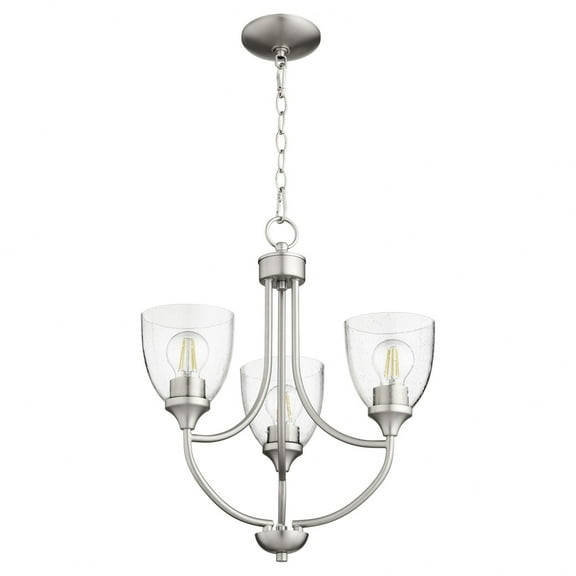 6059-3-265-Quorum Lighting-Enclave - 3 Light Chandelier in Quorum Home Collection style - 19 inches wide by 20.5 inches high-Satin Nickel Finish-Clear