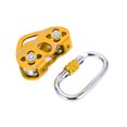 thumbnail image 4 of Polea de doble eje Aleación de aluminio Rueda colgante en forma de corazón Suministros de maquinaria de escalada en roca Amarillo, 4 of 8