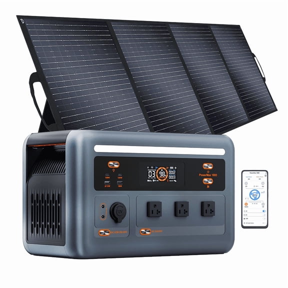 OSCAL PowerMax1800SE 1800W Solar Generator with 1x200W Panel, 1024Wh Power Station (3600W Peak), 1H Fast Charge, APP Control, Backup Power for Home, Camping, RVs