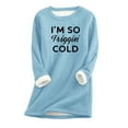 thumbnail image 3 of Jinhomg Warm Sherpa Sweatshirt for Women Cute Letter Print Long Sleeve Loungewear Tops Plus Size Soft Cozy Thick Fleece Lined Pullovers Sky Blue M, 3 of 6