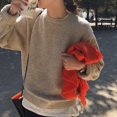 thumbnail image 1 of Suéteres Lucyever de otoño e invierno de color liso para mujer, moda coreana, jerseys holgados de punto, jerseys de manga larga con cuello redondo para mujer, 1 of 6