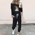 thumbnail image 2 of BiZtdJrK Women Jogger 2 Piece Set Funny Ghost Print Halloween Casual Sets Long Sleeve Crew Neck Pullover Tops and Drawstring Pants Outfits with Pockets AB-Black L, 2 of 5