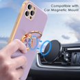 thumbnail image 5 of Case for iPhone 11 Pro Max Case with Ring Stand, Plating Rose Gold Edge 360° Rotatable Ring Holder Magnetic Kickstand Cover, Slim Soft TPU Luxury Protective Phone Case, Purple, 5 of 14