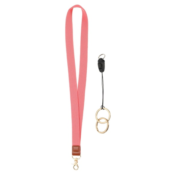 Uxcell Elastic Lanyard for Keys, Cute Keychain Neck Lanyard for Women Men Teacher Long Keychain Braid Strap for ID Badge Wallet Phone Card Business Office, Watermelon Red