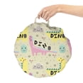 thumbnail image 2 of Cartoon Round Floor Cushion with Handle, Dinosaurs Pattern Dino Flowers and Mountains Print, Decorative Pillow for Living Room & Dorms, 18" Round, Pastel Yellow and Multicolor, by Ambesonne, 2 of 4