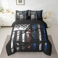 thumbnail image 2 of Manfei Skiing Theme Bedding Comforter Set 7pcs for Boys, Extreme Sport Full Bedding Set, Vintage American Flag Fitted Sheet Flat Sheet, Breathable Home Decor, 2 of 8