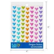 Hello Hobby Multicolor Hearts Designer Stickers, 63 Count