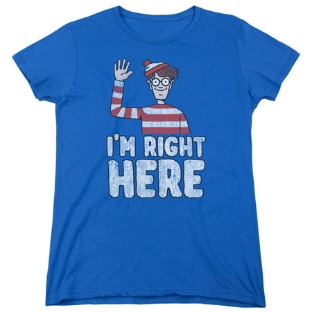 Wheres Waldo/Im Right Here S/S Women's T-Shirt Royal Blue