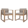 thumbnail image 5 of 2 Patio Dining Armchairs - Comfortable Back And Arm Support Strong Wood Structure Foam Seat Cushion Brown & Grey Easy Install Procedure Managed Efficiently Of 2 For Seating With Material Thick, 5 of 7