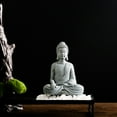 thumbnail image 3 of Garden Ornament Sitting Buddha Resin Stone Zen Effect Outdoor Indoor Statue, 3 of 6