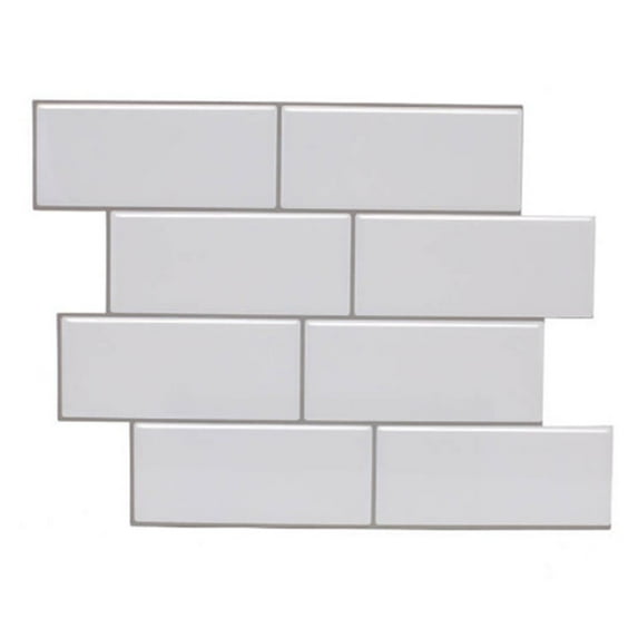 DIY Home Decor 3D Self Adhesive Subway Tile Kitchen Bathroom Peel And Stick Decal Wall Sticker Wallpaper WHITE 2PCS