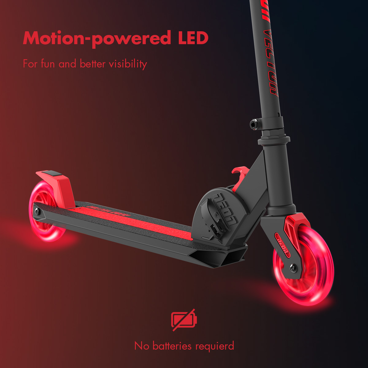 Neon Vector Scooter with LED Ligth Up Wheels Red for Kids Age 5 -12 - image 2 of 6