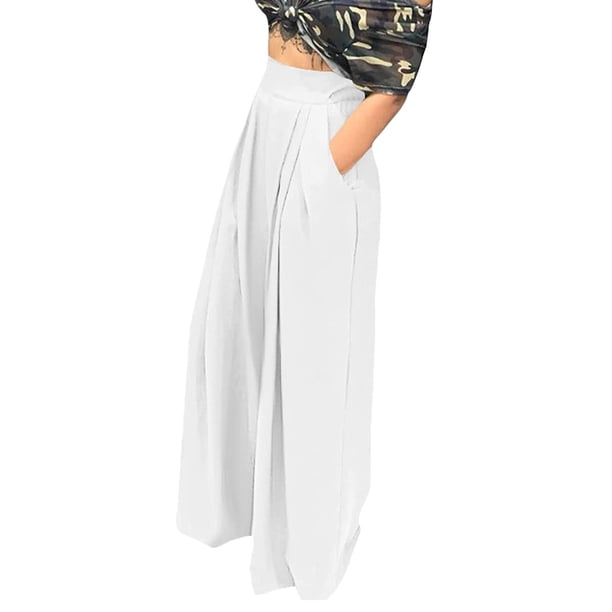 Lucakuins Pantalones de Pierna Ancha para Mujer, Pantalones Sueltos de Cintura Alta de Color Sólido Casual Lucakuins S, M, L, XL, XXL