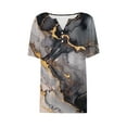 thumbnail image 5 of DeHolifer Women's T-Shirts Plus Size V-Neck Button Printed Short Sleeve Dressy Tunic Tops Summer Casual Tee T-Shirts Gray S, 5 of 5