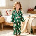 thumbnail image 2 of Enyan Toddler Girl Christmas Clothes Cute Santa Claus Print Button Up Shirt Top Pants Set for Loungewear Casualwear, 2 of 6