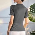 thumbnail image 4 of Plebaso Women's Ruched Tops High Neck Short Sleeve Slim Shirts Solid Color Going out Basic Tees Fashion, 4 of 5