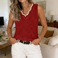 thumbnail image 5 of Hesxuno Women Casual Lounge Tank Tops Slim Fit Knitting Cotton Sleeveless Tops Scalloped V-Neck Tanks Comfortable Daily Wear Summer Tee Tank Wine, 5 of 7