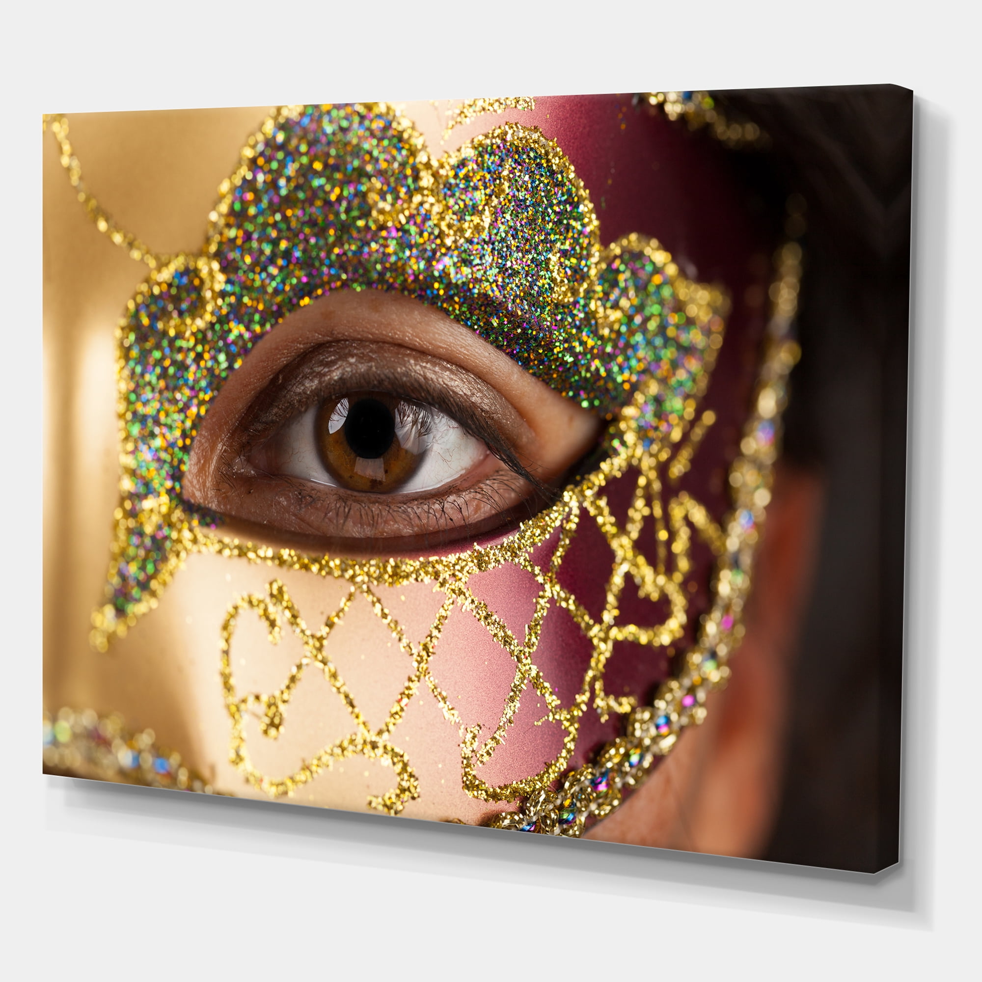 Designart ' Girl With Venetian Mask ' Modern Canvas Wall Art Print