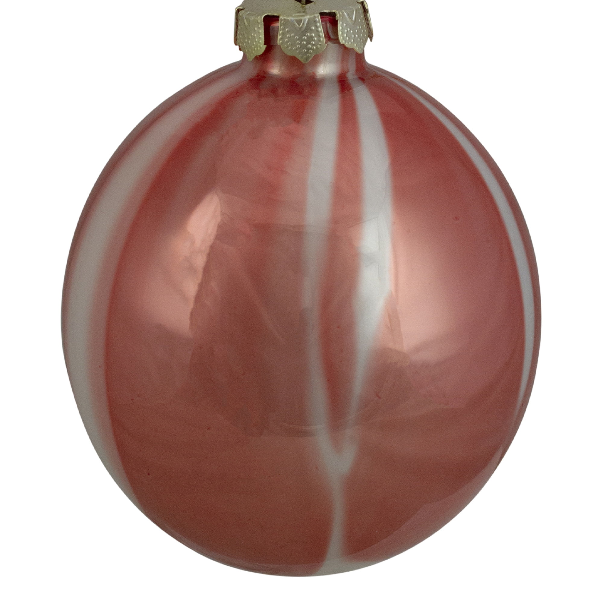 4" Pink and White Marbled Glass Ball Christmas Ornament