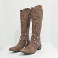 thumbnail image 3 of Botas occidentales negras con remaches a la moda, botas de mujer talla 43, botas de vaquera con tacón grueso, botas hasta la rodilla 2024 para zapatos femeninos, 3 of 5