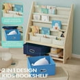 thumbnail image 4 of 4 Tier Kids Book Shelf, Wooden Kids Book Rack Storage Bookshelf with Toy Storage Organizer, Toddler Sling Bookshelf for Boys, Girls, Kids Room, Blue, 4 of 7